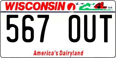 WI license plate 567OUT