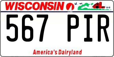 WI license plate 567PIR