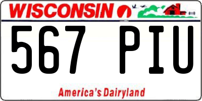 WI license plate 567PIU