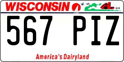WI license plate 567PIZ