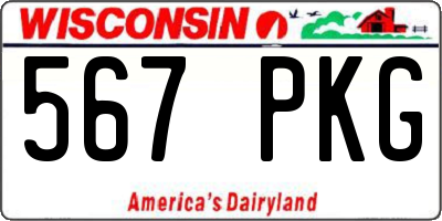 WI license plate 567PKG