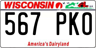 WI license plate 567PKO