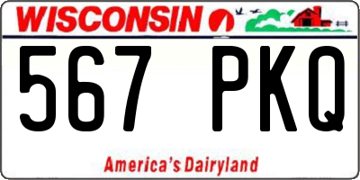 WI license plate 567PKQ