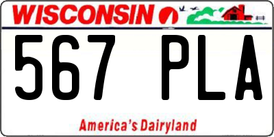 WI license plate 567PLA