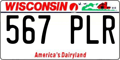 WI license plate 567PLR