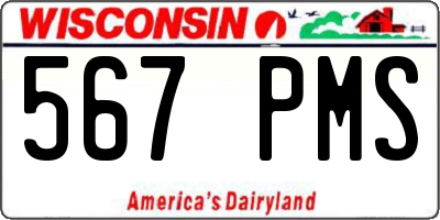 WI license plate 567PMS