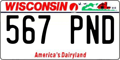 WI license plate 567PND