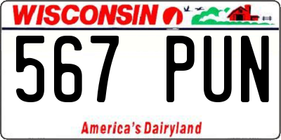 WI license plate 567PUN