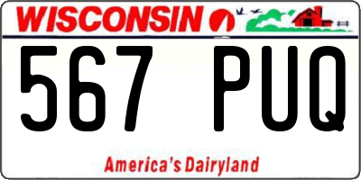 WI license plate 567PUQ