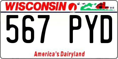 WI license plate 567PYD