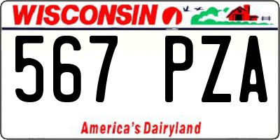 WI license plate 567PZA