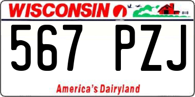 WI license plate 567PZJ