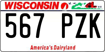 WI license plate 567PZK