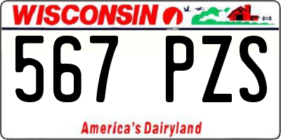 WI license plate 567PZS