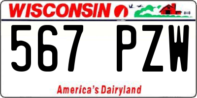 WI license plate 567PZW