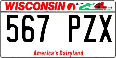 WI license plate 567PZX