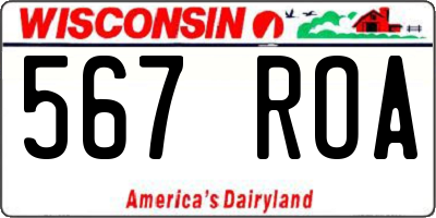 WI license plate 567ROA
