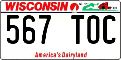 WI license plate 567TOC