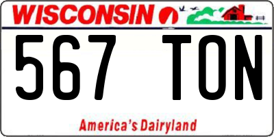 WI license plate 567TON