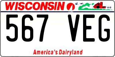 WI license plate 567VEG