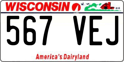 WI license plate 567VEJ