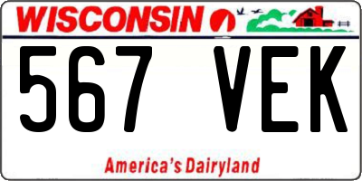 WI license plate 567VEK