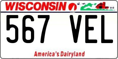 WI license plate 567VEL
