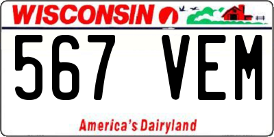WI license plate 567VEM
