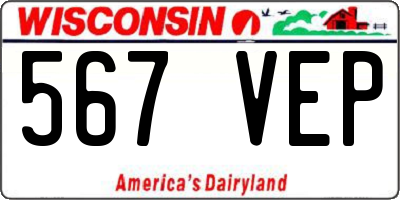 WI license plate 567VEP