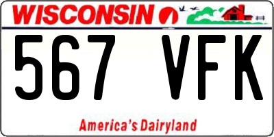 WI license plate 567VFK