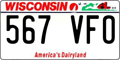 WI license plate 567VFO