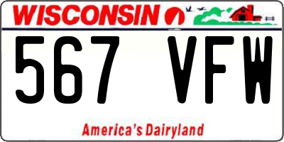 WI license plate 567VFW
