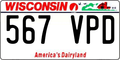 WI license plate 567VPD