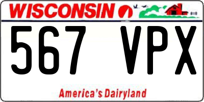 WI license plate 567VPX
