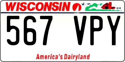 WI license plate 567VPY