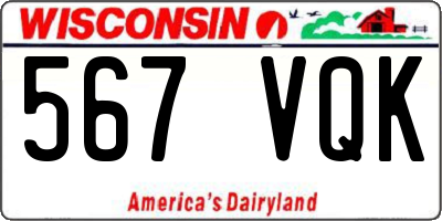 WI license plate 567VQK