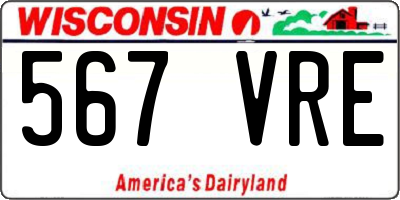 WI license plate 567VRE