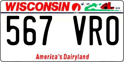 WI license plate 567VRO