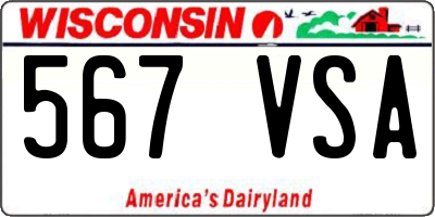 WI license plate 567VSA