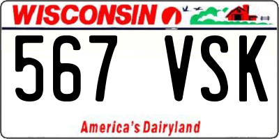 WI license plate 567VSK