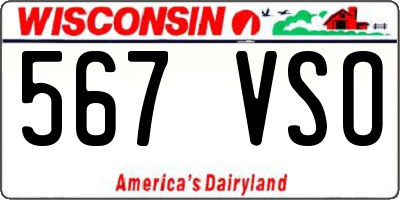 WI license plate 567VSO