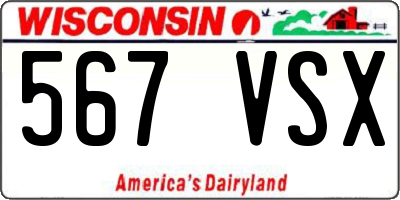 WI license plate 567VSX
