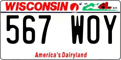WI license plate 567WOY