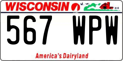 WI license plate 567WPW