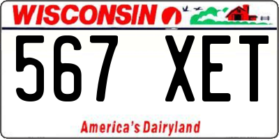 WI license plate 567XET