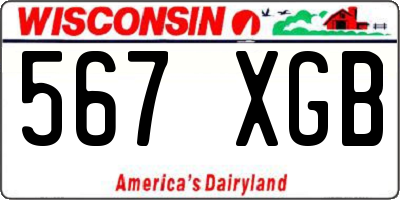WI license plate 567XGB
