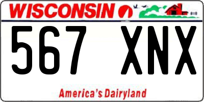 WI license plate 567XNX