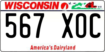 WI license plate 567XOC