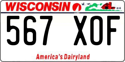 WI license plate 567XOF
