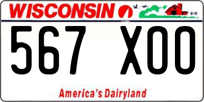 WI license plate 567XOO